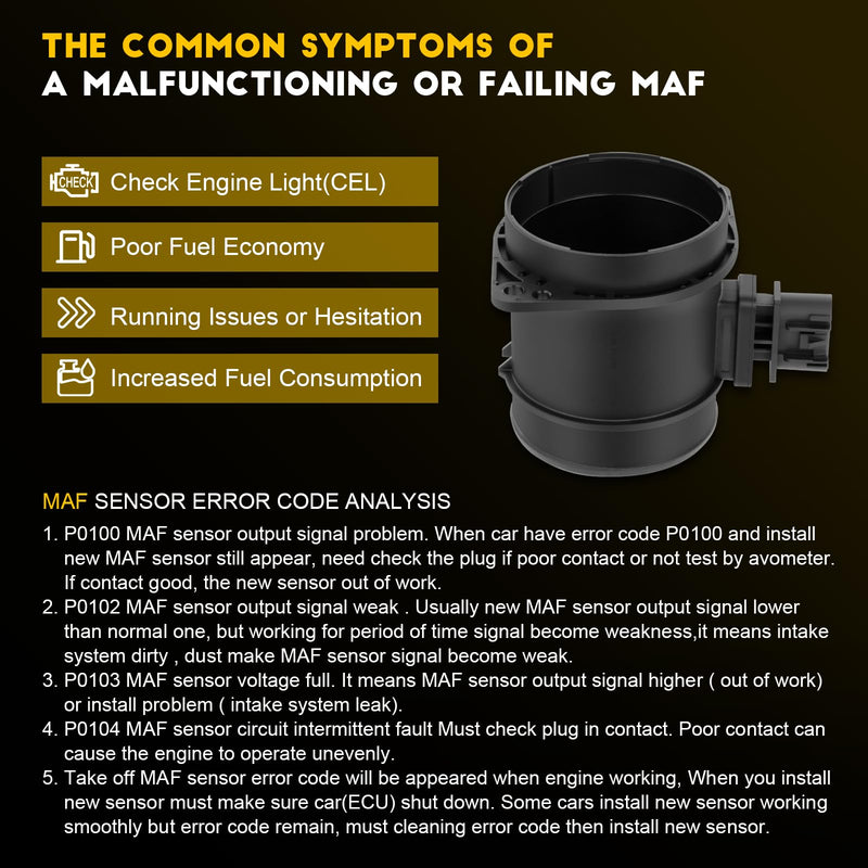 [Australia - AusPower] - OCPTY Mass Air Flow Sensor Meter MAF Fits for Cadillac CTS SRX STS, for Chevrolet Equinox Traverse,for GMC Acadia,for Pontiac Torrent,for Saturn Outlook,for Buick Enclave 5Pins 86-10160 