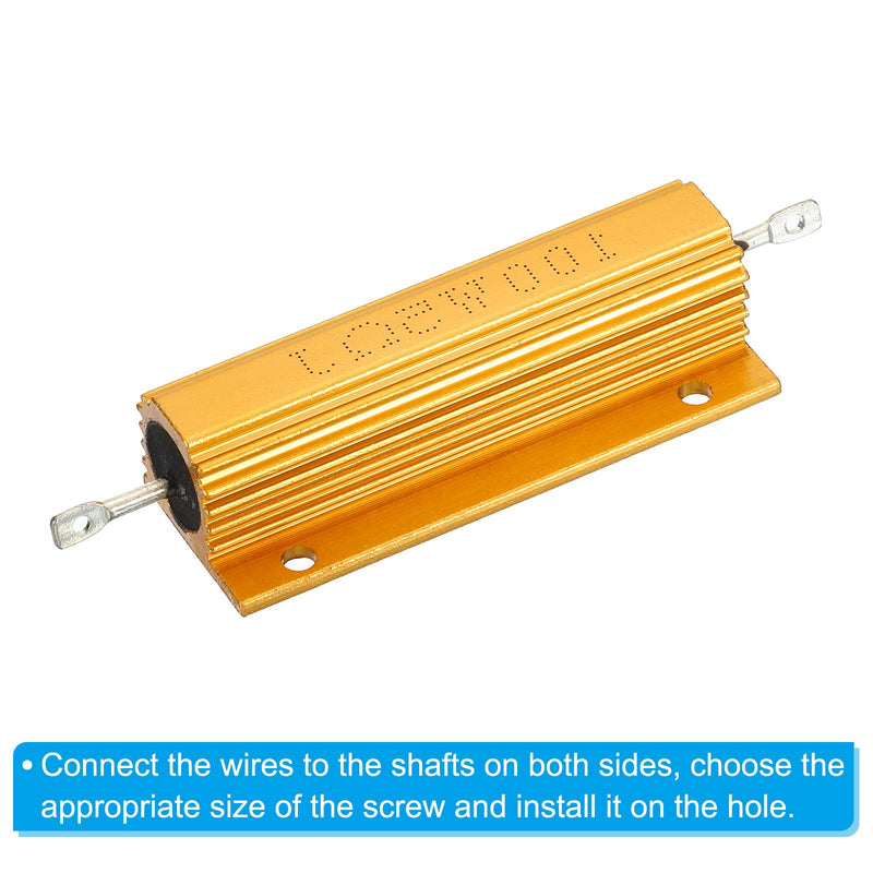 [Australia - AusPower] - PATIKIL 100W 5 Ohm Aluminum Shell Resistor, 2 Pack Aluminum Housing Resistor Housed Case Wirewound Resistors Screw Tap Power Resistor, Golden 