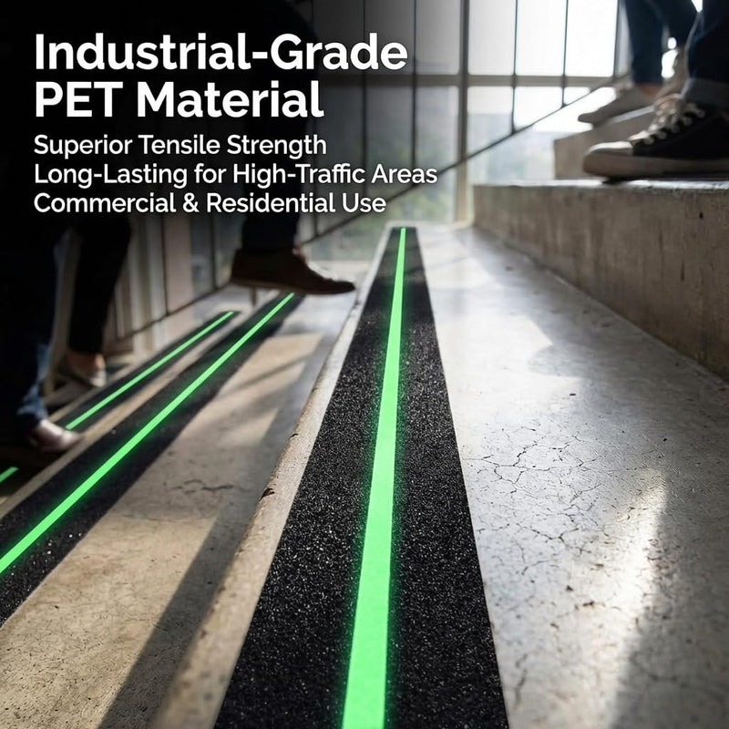 Anti Slip Tape 2" x 33',with Glow-in-the-Dark Strip, Heavy Duty Grip Tape Non Skid Traction Tape for Stairs Outdoor Steps Ramps Decks, Waterproof Tape for Indoor Bathroom Kitchen Garage Safety 2" x 33ft Glow Strip