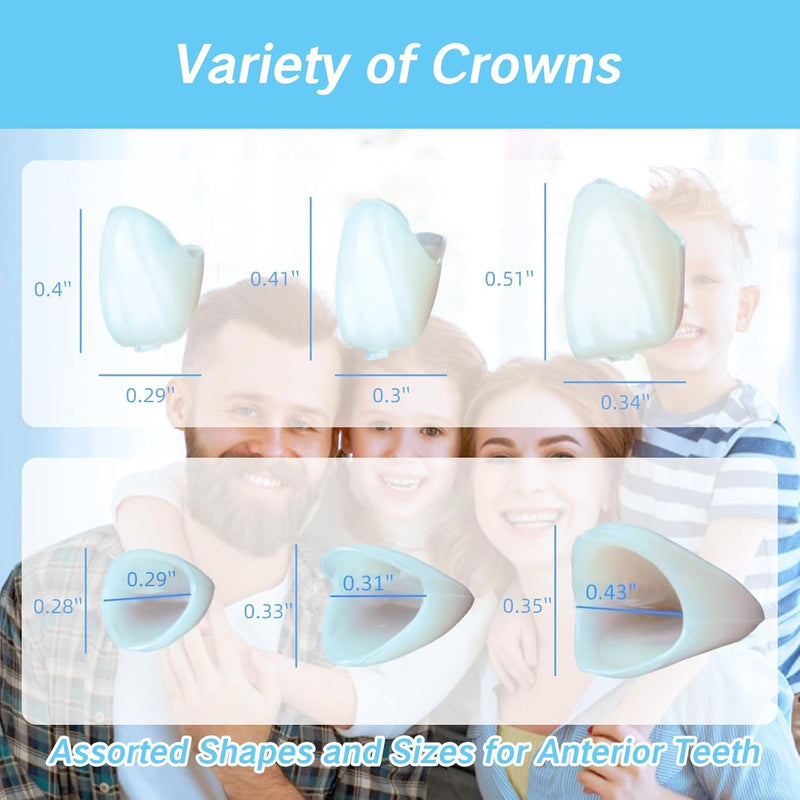 [Australia - AusPower] - 100 Pcs Tooth Caps for Broken Tooth Mixed Sizes Dental Temporary Crown Kit Front Cap Covers for Adults Dental Crowns Temporary Teeth 