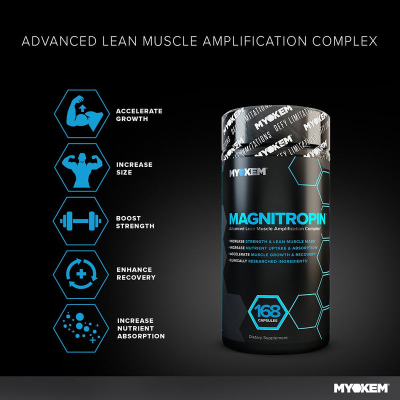 [Australia - AusPower] - MYOKEM – Magnitropin – Advanced Lean Muscle Complex – Increase Strength, Muscle Mass, Growth, Recovery and Nutrient Absorption – 168 Capsules 
