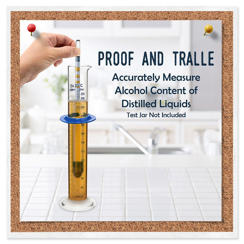 Fermentaholics Proof and Tralle – Accurately Measure Alcohol Content – for Distilled Alcohol and Spirits, Moonshine – Alcohol Hydrometer, Alcoholmeter – 0-200 Proof