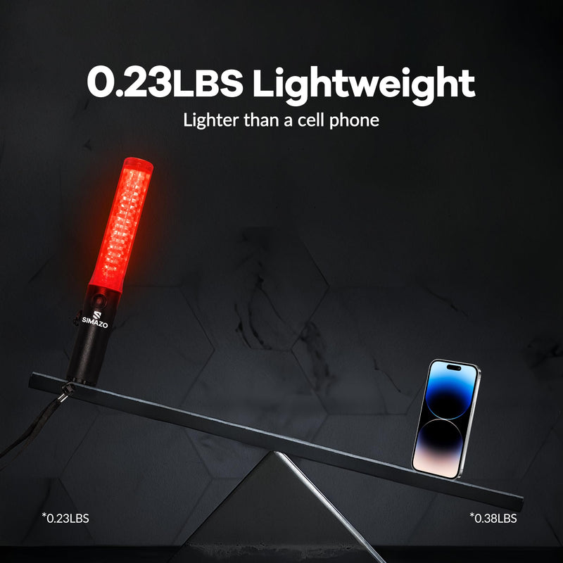 [Australia - AusPower] - 10 Inch Rechargeable Traffic Wand, Red Traffic Control Baton with White LED on Top, Multifunction Air Marshalling Wand with 3 Flashing Modes for Airport, Parking, Car Directing 1 Pack (Rechargeable Style) 