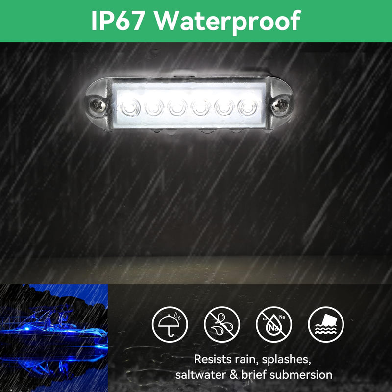 RGBW Boat LED Courtesy Light 12V 4PCS, 4 Inches Marine Courtesy Light Strip, IP67 Waterproof Boat Interior Cabin Lighting for Pontoon Sailboat Bass Yacht Kayak 4 INCH -RGBW Lights Without Switch