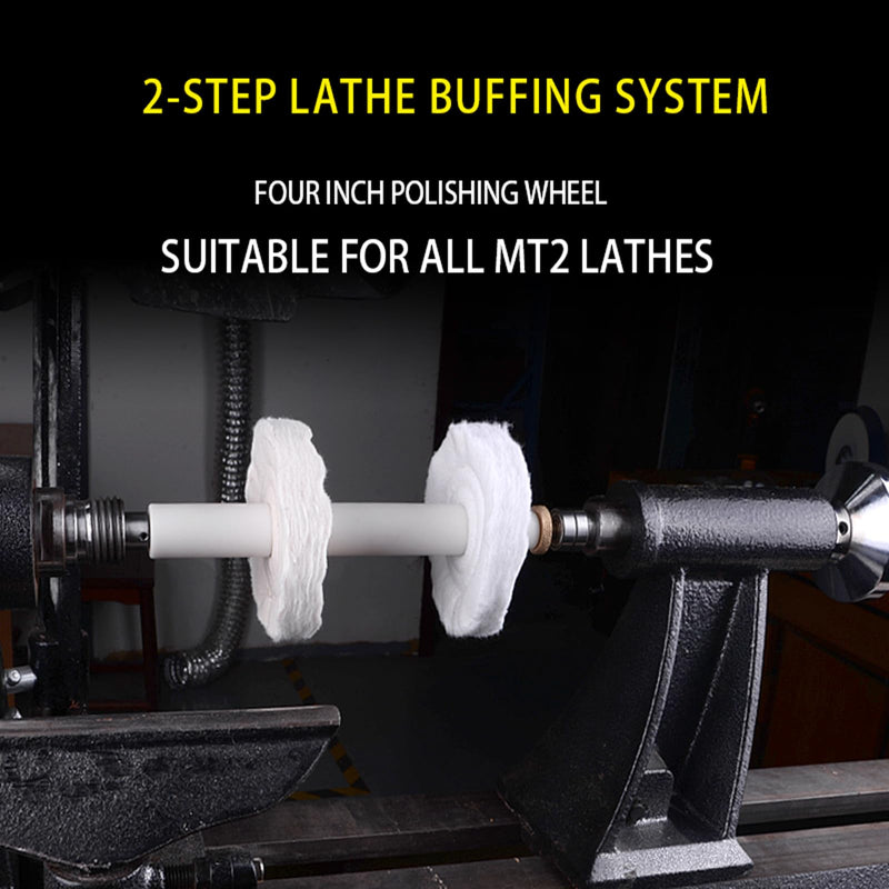 Woodworking Lathe Buffing System，2 Step-2 Wheel Bufffing Mandrel MT2
