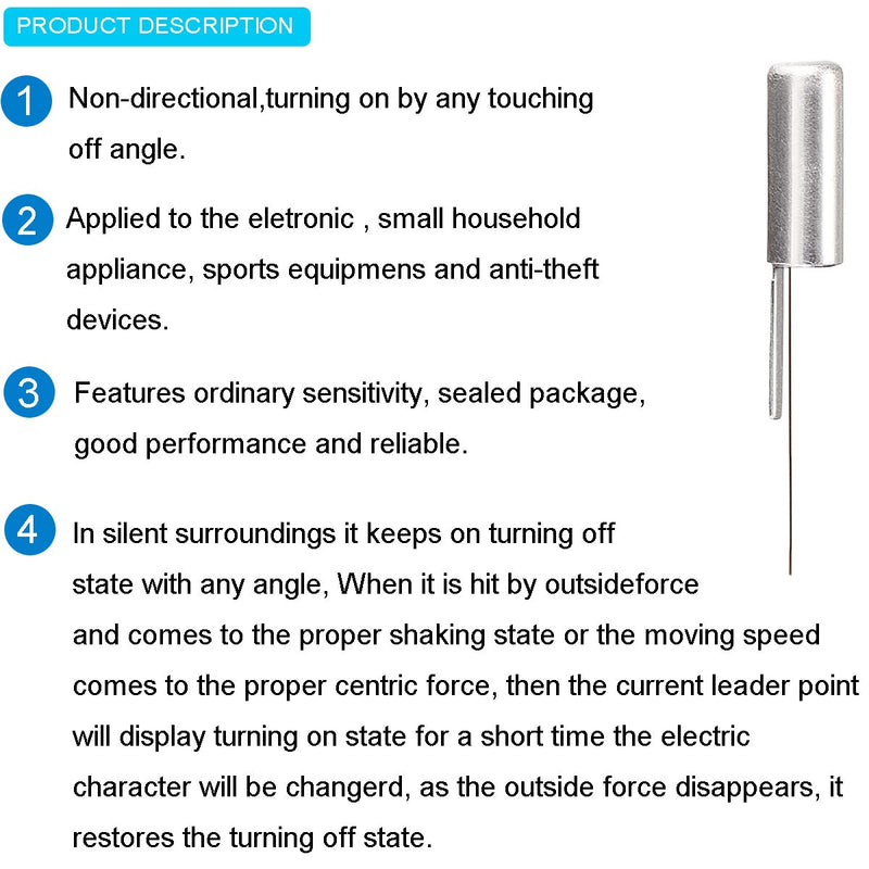[Australia - AusPower] - Youmile Vibration Sensor SW-58010P High Sensitive Spring Vibration Switch Electronic Vibration Sensor 12 V 10 MA Waterproof Dustproof Pack of 50 