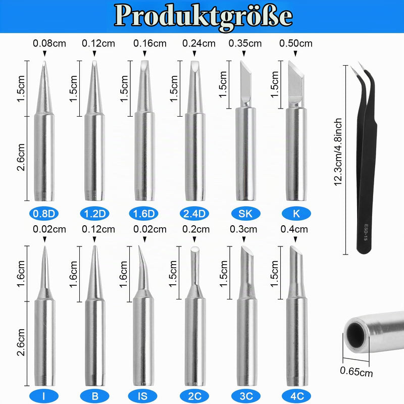 Pack of 12 Soldering Tips, 900M-TB Soldering Tips, Alloy Soldering Tips | Soldering Tip Replacement Soldering Tips Set Use for Soldering Gun, Soldering Station Welding, Soldering etc