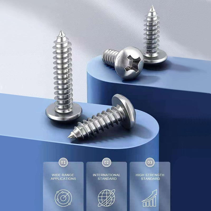 [Australia - AusPower] - #6 x 1/2" Wood Screw 100Pcs 18-8 (304) Stainless Steel Pan Head Fast Self Tapping Drywall Screws by SG TZH #6 x 1/2" 