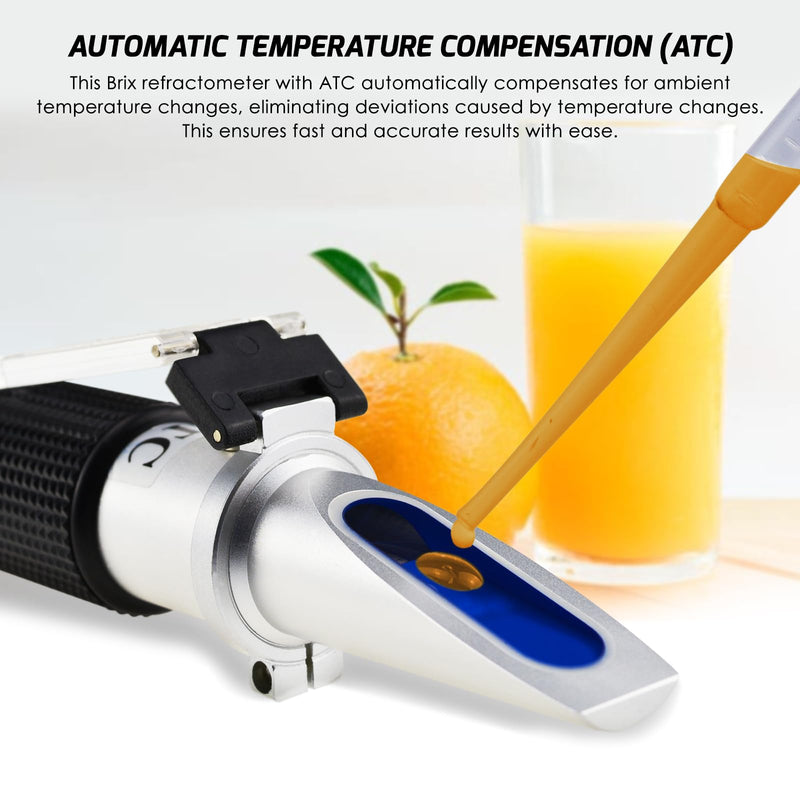 [Australia - AusPower] - Range 0-32% Brix Refractometer with ATC, Brix Meter for High-Concentrated Sugar Solution Content Test Tool 0.2% Division, Refractometer Check Growing Plants Ripeness for Making Juice, Brandy, Beer 0 - 32% Brix 