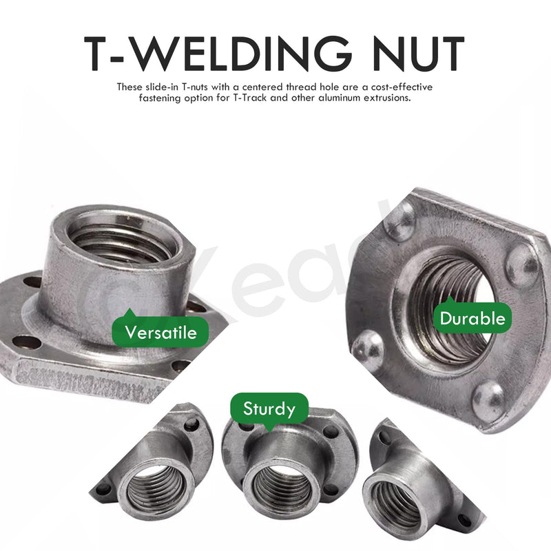 [Australia - AusPower] - Keadic 15Pcs M6 Tab Base UNC Carbon Steel Weld Nuts, 4 Projection Screw-in Flange Insert Female Thread T-Nut for Furniture 