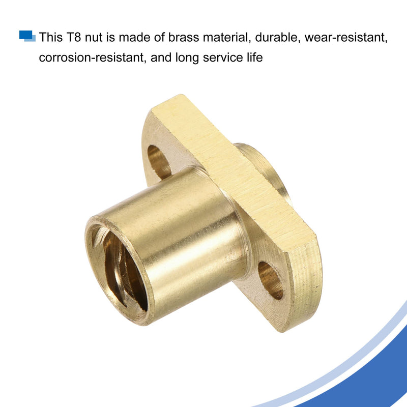 [Australia - AusPower] - MECCANIXITY T8 Lead Screw Trapezoidal Nut 2mm Pitch 8mm Lead for 3D Printer Brass Tone Pack of 2 