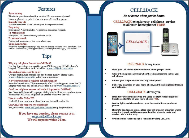 [Australia - AusPower] - CELL2JACK - Cellphone to Home Phone Adapter, Make and Receive Cell Phone Call on Your landline Phone Free - Cell Phone to Landline Dock - Cell to Landline Converter 