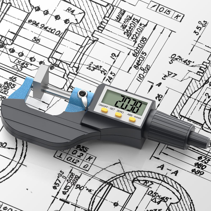 [Australia - AusPower] - HDLNAK Digital Micrometer, Outside Micrometer Precision Measuring Tool, 0-1"/0-25 mm, Inch/Metric 0.00005"/0.001 mm, Machinist Thickness Gauge Tool, Large LCD Display 