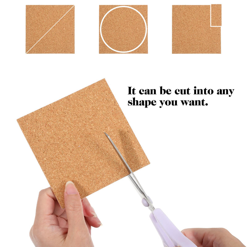 15 PCS Adhesive Cork Sheets 1mm Thick 4"X 4" Cork Sheets with Adhesive Backing for DIY Coasters Crafts Wall Decor Coffe Crafts Insulation Wedding Party
