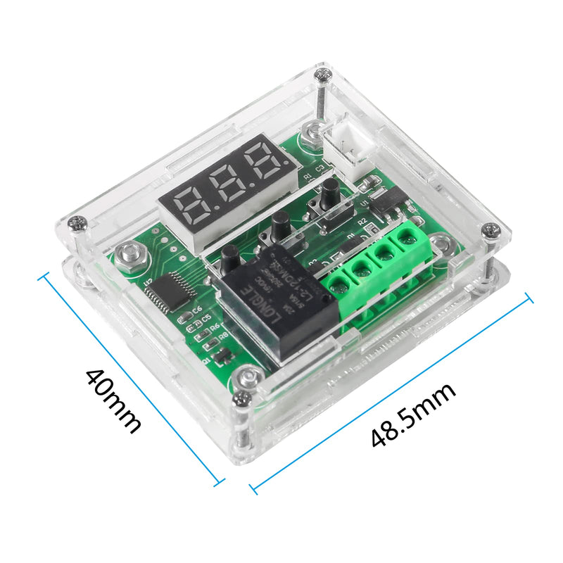 [Australia - AusPower] - 6pcs W1209 12V DC Digital Temperature Controller Board with Case Micro Digital Thermostat -50-110°C Electronic Temperature Temp Control Module Switch with 10A One-Channel Relay and Waterproof RED 12V RED 