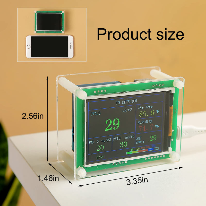 [Australia - AusPower] - Air Quality Monitor pm2.5 pm10 pm1.0 Detector Indoor air Quality Test kit for Cars,Home,Office,Hotel etc (PM2.5,AQI) A1-PM2.5+AQI 