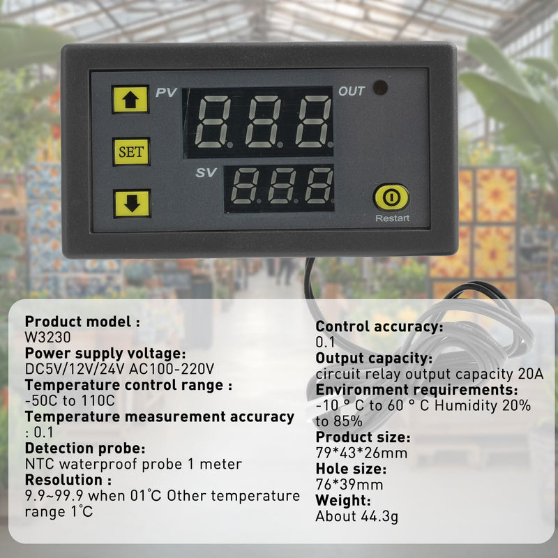 [Australia - AusPower] - Pack of 2 W3230 AC 110V-220V Digital Temperature Controller, 20A LED Display Thermostat with NTC 10K Sensor Probe, Temperature Control from -50°C to 110°C for Refrigerators, Freezers, HVAC Systems 