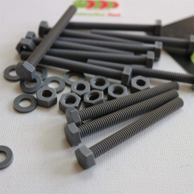 [Australia - AusPower] - 50 x Hexagon Head Screws Grey PVC Plastic nuts and bolts, Hex Head, oxidation resistant, weather resistant, UPVC, Plastic nuts and bolts, M6 x 60mm, (15/64 x 2-23/64 in) 