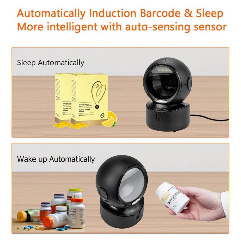 [Australia - AusPower] - NetumScan Automatic Omnidirectional Desktop Barcode Scanner, Hands-Free USB Wired QR Barcode Reader, 1D 2D Bar Code Image Sensing for Warehouse, Supermarket, Retail Store, Bookstore Pos System 