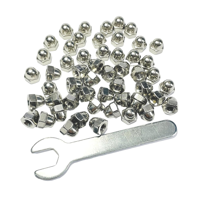 [Australia - AusPower] - 52pcs 10-32 Acorn Cap Nuts,10-32 Cap Nuts,Acorn Hex Cap Dome Head Nuts,Dome Nuts,304 Stainless Steel Acorn Nuts,Hardware Nuts,18-8,Bright Finish with Open End Wrench #10-32 