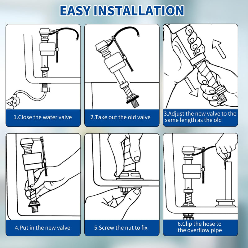 [Australia - AusPower] - Toilet Flusher Replacement Kit, Universal Toilet Fill Valve with 2-Inch Flapper, Adjustable Rubber Float Valve, Quiet and Easy Install Toilet Repair Kit Inside Tank (1-Pack) 