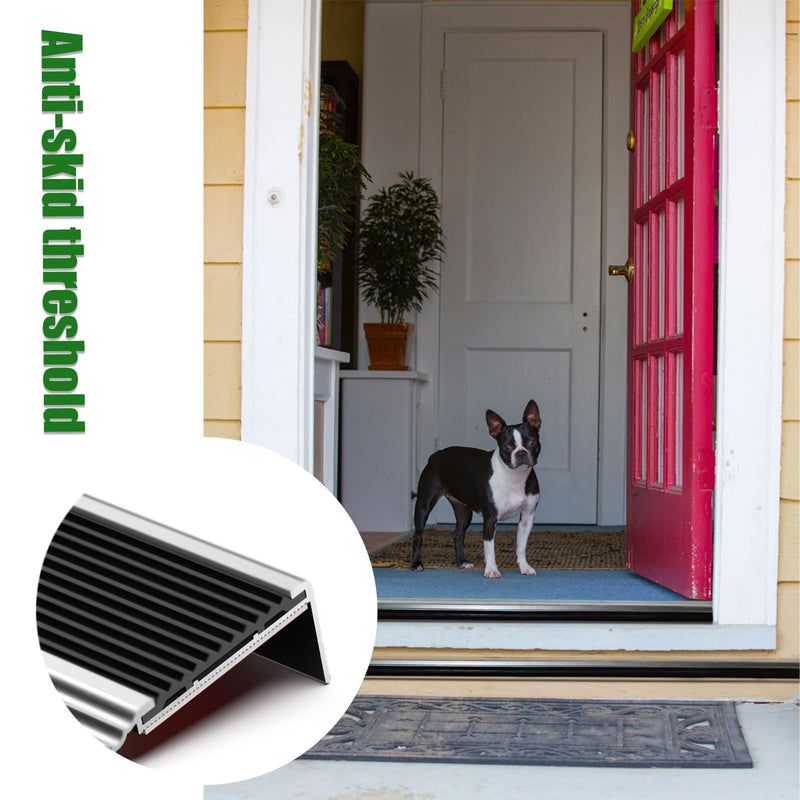 Aluminum Stair Edge Protector - Non-Slip Stair Treads & Nosing for Staircases & Porch, Easy-to-Install (Silver-Black 6PCS 35.4inch) Silver-Black02 6
