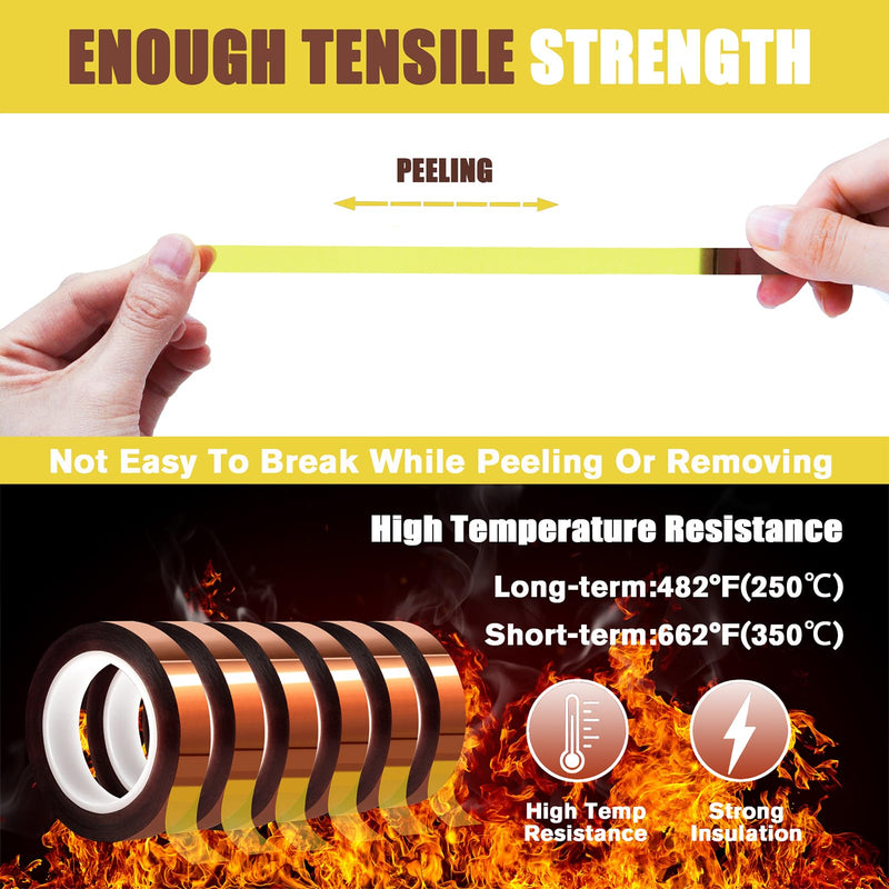 [Australia - AusPower] - 6 Rolls 10mm x16m(52FT) Heat Tape High Temperature Heat Resistant Tape Heat Transfer Tape for Heat Sublimation Press Vinyl,No Residue 