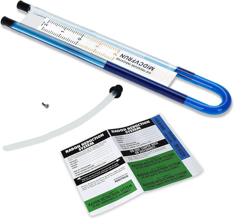 [Australia - AusPower] - Easy Read Manometer, U-Shaped Air Pressure Indicator for Radon System Monitoring, Blue 