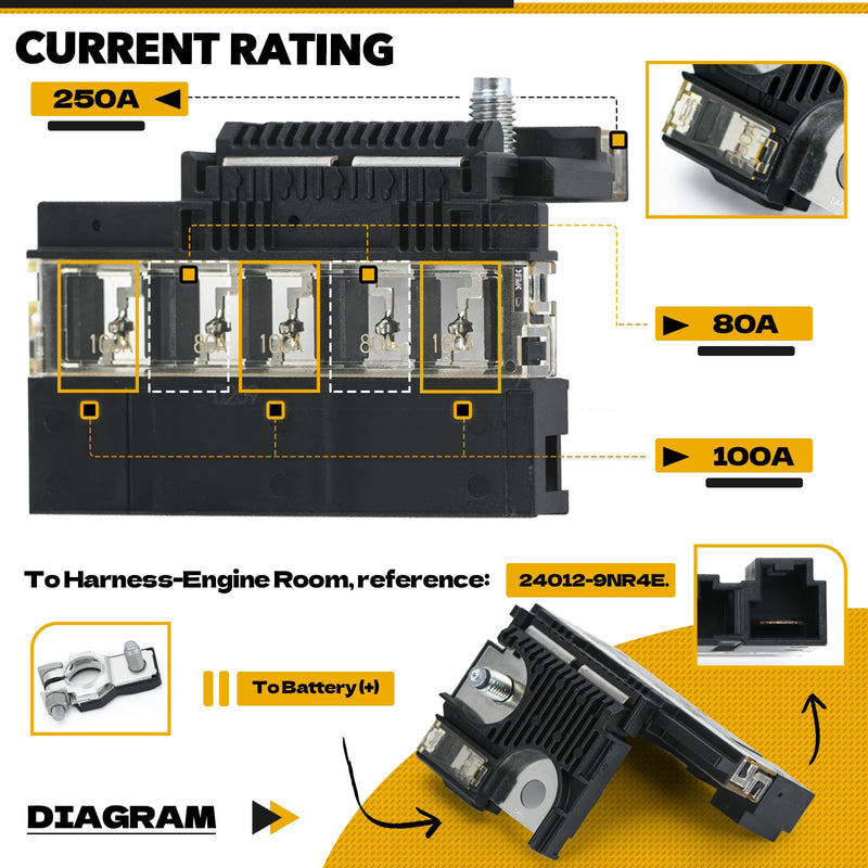 [Australia - AusPower] - 24380-3JA1A Positive Battery Fuse Terminal Compatible with Nissan Altima 2013-2018 Maxima 2016-2019 Murano 2015-2019 Pathfinder 2013-2019 Battery Fusible Fuselink Fuse # 926-001 24380-3JA1A 