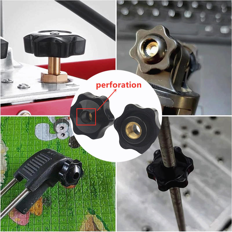 [Australia - AusPower] - 20PCS 6-Star Knobs, 1/4 Inch 20 Knob, Plastic Hexagon Head Thru Knobs, Nylon Clamping Knobs, Jig Knobs, Threaded Knobs, Knurled Knobs, Clamping Handle Screw Knobs, Through Hole Set-Up Thumb Nuts 