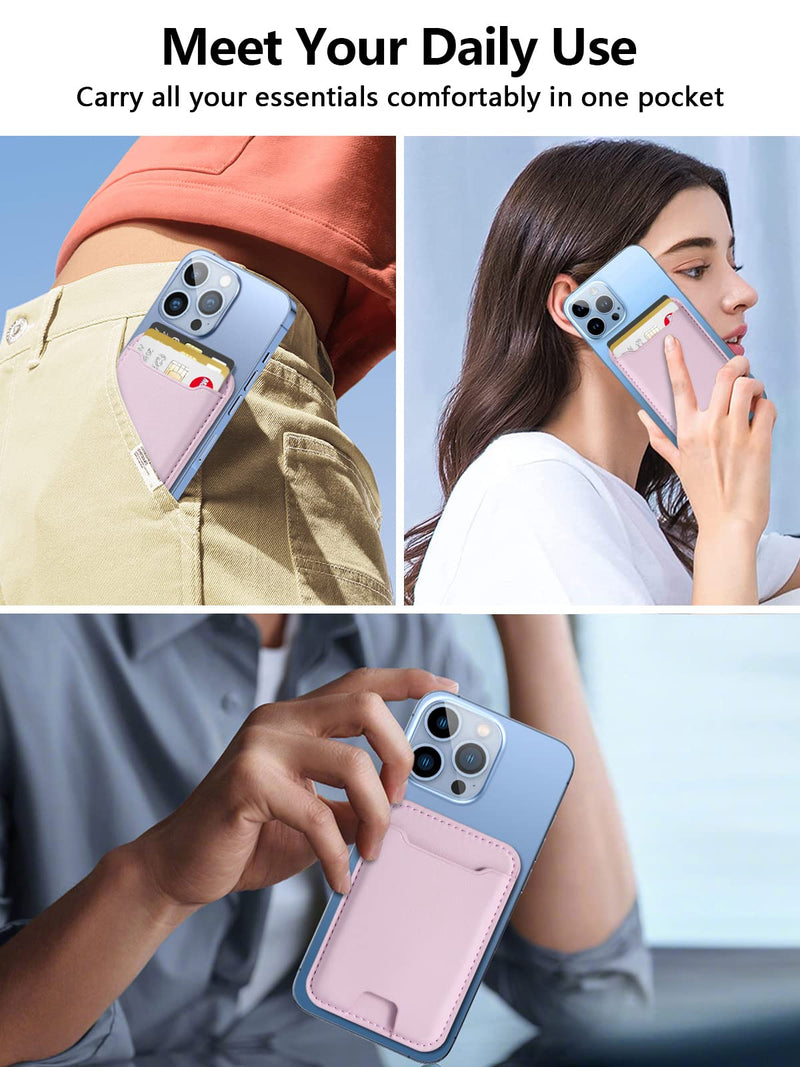 [Australia - AusPower] - TopMade for Magsafe Wallet, Magnetic Wallet Card Holder for iPhone 15, iPhone 14/13/12 Series, Leather Magnetic Phone Wallet with Powerful Magnet, Credit Card RFID Blocking, Fit 4 Cards, Pink 