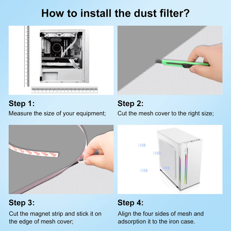 Magnetic PVC Dustproof Filter Cover for PC Case - 500x500mm PVC Mesh Dust Filter with Magnetic Frame 2-Pack DIY White Computer Fan Dust Proof Mesh Grills 500x500mm/19.68x19.68inch White 500mm 2-Pack