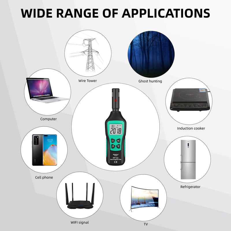 [Australia - AusPower] - EMF Meters, Digital LCD EMF Detector, EMF Tester for Ghost Hunting, Electromagnetic Radiation Detector, Home, Office, Outdoor, Indicator Lights, Acoustic Alarm [ FY876 ] 
