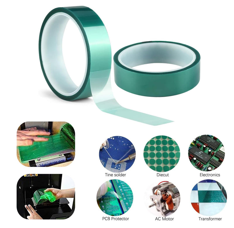 0.05 ×10mm × 108FT PET High-Temperature Green Tape – Heat Transfer Tape for Heat Sublimation Press Vinyl - Easy Peel-Off Residue-Free, Electronics, Automotive & Industrial Use 0.05 ×10mm × 108FT