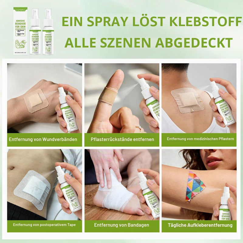 Plaster Remover Spray 20 ml, Set of 2 - Plaster Remover & Adhesive Residue Remover for Gentle Skin - Effective & Skin-Friendly - Includes Lint-Free Cleaning Cloths and Towels B