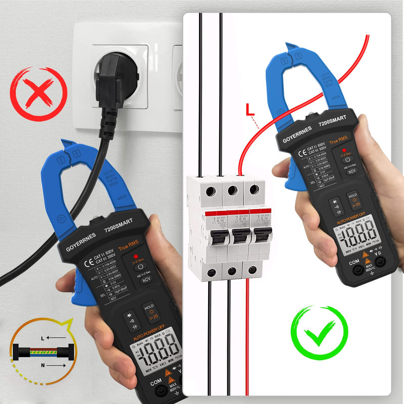 [Australia - AusPower] - Digital Clamp Multimeter,TRMS 6000 Counts Clamp-on Avometer AC DC Voltage Current DMM Test Meter, Auto Range Ammeter Measure Resistance Capacitance Diode Continuity NCV 