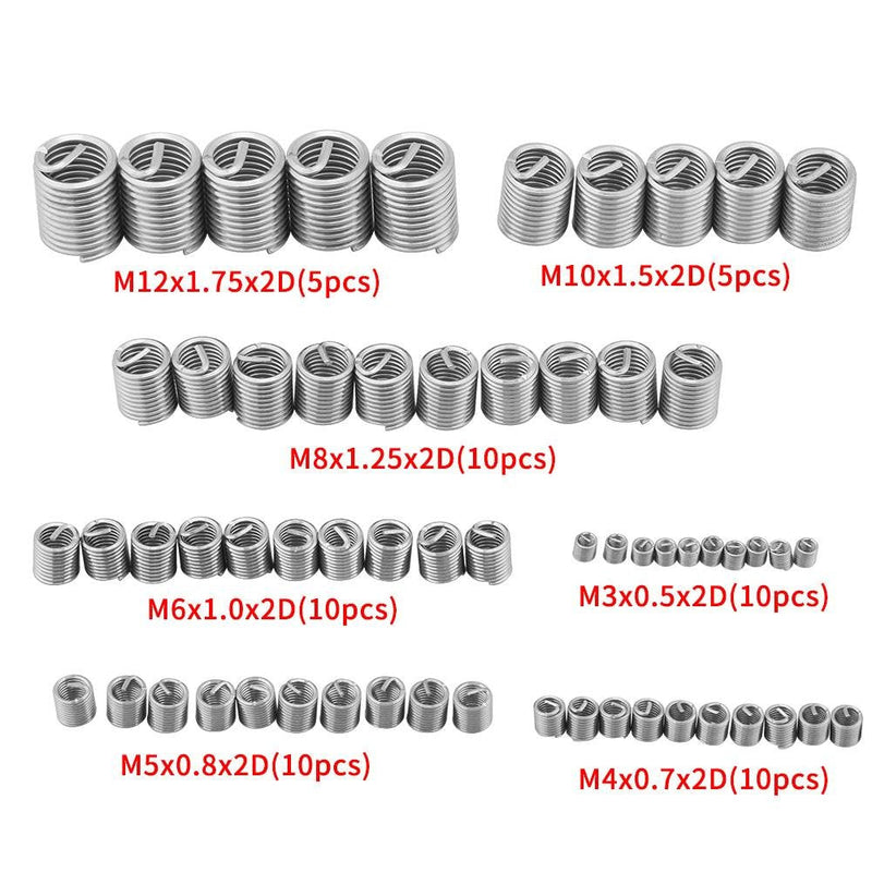 [Australia - AusPower] - Wire Insert Thread, 60Pcs Stainless Steel Wire Thread Inserts Helicoil Thread Repair Sleeve Assortment Kit M3 M4 M5 M6 M8 M10 for Automotive Repairs 