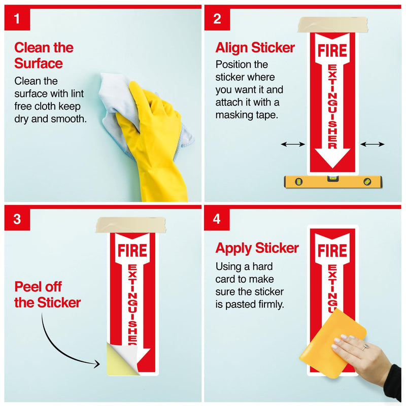 [Australia - AusPower] - OLANZU Pack of 12 Fire Extinguisher Stickers 4"x 12"- 5 Mil Vinyl - Fire Extinguisher Sign for business with Arrow- Durable Self Adhesive, Weatherproof and UV Protected-Ideal for Office, Home and Outdoor places 