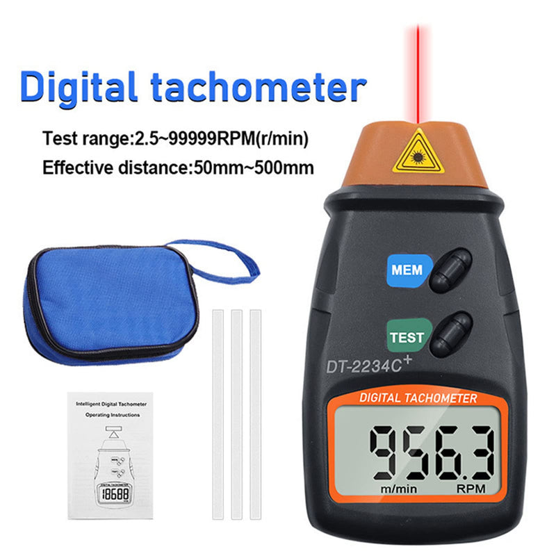 [Australia - AusPower] - Digital Tachometer, Photo Laser Non-Contact Tachometer, Lathe Speed Measuring Tool with Data Logging, Holds Max Min AVG 