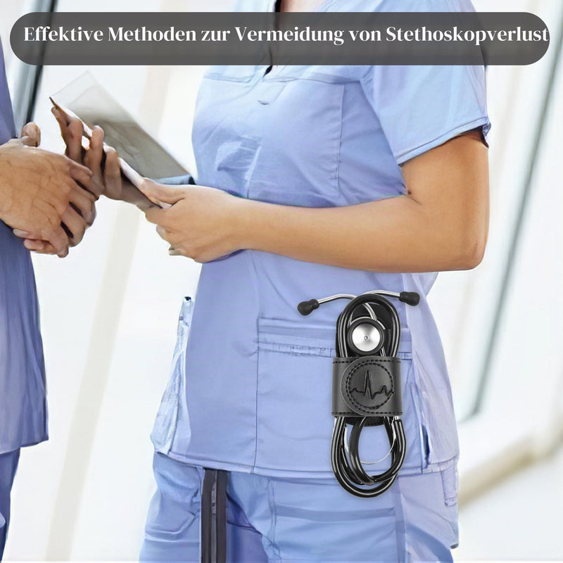PU Leather Stethoscope Holder with Clip for Belt, Stethoscope Holder, Stethoscope Holder with Clip for Doctors and Nurses (1-Black) 1 pc. 1-Black