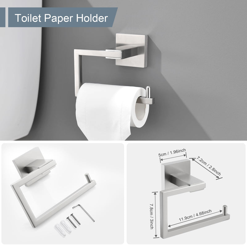 YACVCL Towel Holder & Toilet Paper Holder Brushed, Bathroom Hardware Set, Stainless Steel Hand Towel Ring Bar, Wall Mounted Towel Hanger Tissue Roll Holder for Kitchen Lavatory 2 Pcs