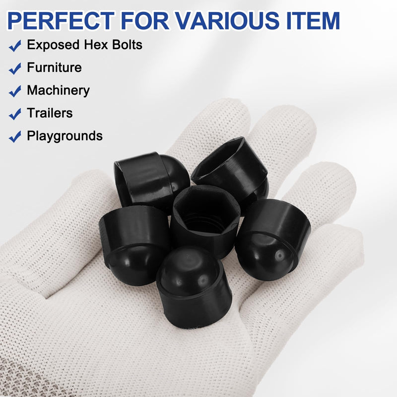 [Australia - AusPower] - PATIKIL 50 Pcs Hex Nut Cover, M12x18x22mm Nylon Screws Bolt Covers Caps Dome Acorn Hex Head Bolt Protection Cap for Screws Nut, Black Green 