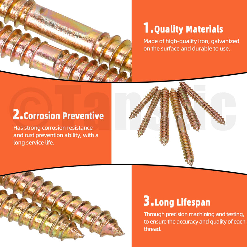 [Australia - AusPower] - Tanstic 80Pcs M6 M8 Hanger Bolts Double Ended Bolts Self-Tapping Screw Wood Dowel Screw for Wood Furniture(Color Zinc) M6, M8 Gold 