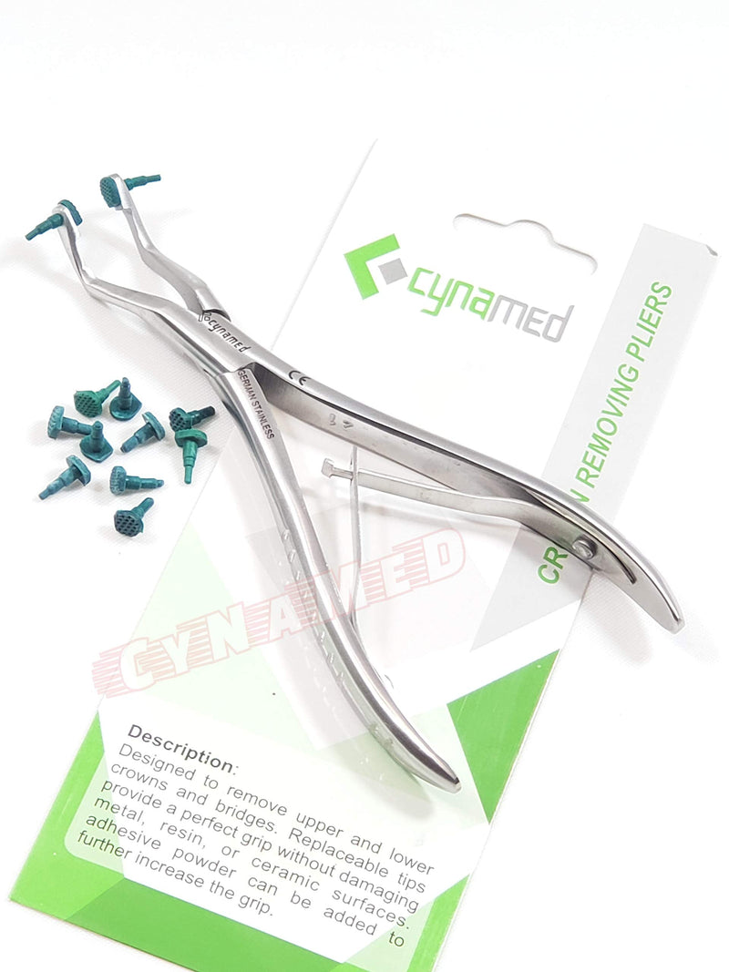 [Australia - AusPower] - New Premium German Dental Crown Gripper Remover Pliers Temporary Crown Remover Crown Gripper Pliers 6" with 10 EA Extra Replaceable Silicone Tips 