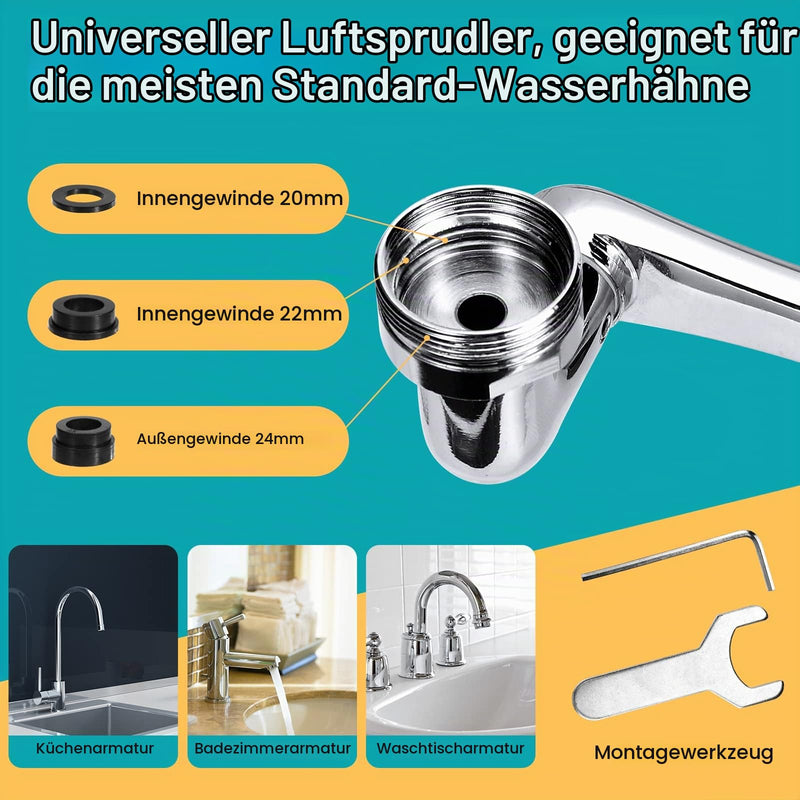 Tap Extension, 1440° Rotatable Rotatable Tap Attachment | Tap Aerator with Spray Filter, Multifunctional Extension Tap, Tap Attachment Swivelling for Kitchen