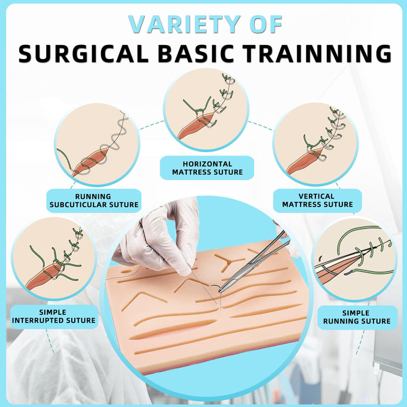 [Australia - AusPower] - Suture Practice Complete Kit (32 Pieces) for Medical Student Suture Training, Include Durable Suturing Pad with Pre-Cut Wounds, Tools Kit, and Suture Threads - eaching Purposes Only 