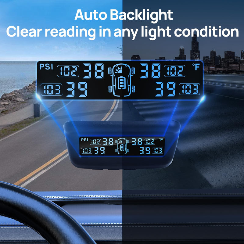 [Australia - AusPower] - Masoll Tire Pressure Monitoring System, RV/Trailler TPMS with Solar Charging & Auto Calibration, M13 LCD Display tpms 4 sensors (0-87PSI) 