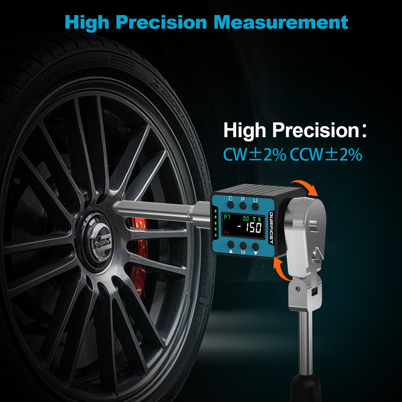 [Australia - AusPower] - Digital Torque Wrench,DURFICST 1/2" Digital Torque Adapter with Backlight/Alarm, Electronic Torque Wrench Converter with ±2% Accuracy, Range 4-135 N.m,Buzzer and LED Indicator, for Automotive Repair. 