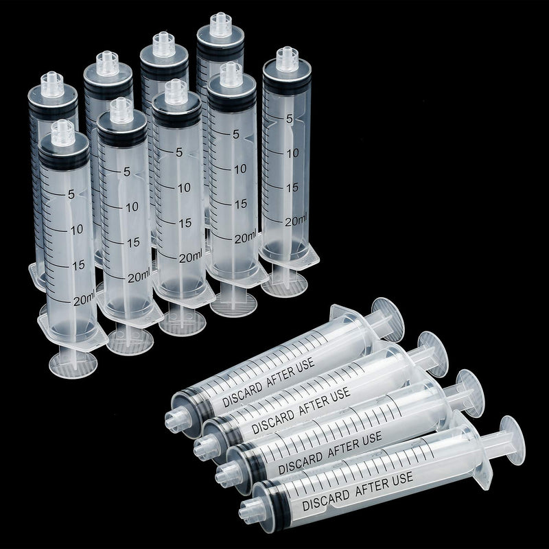 [Australia - AusPower] - TecUnite 20 Pack Syringe Without Needle, Plastic Curved Syringes for Epoxy Resin, Craft, Feeding Pets Animals, Oil or Glue Applicator(20 ML) 20 ML 