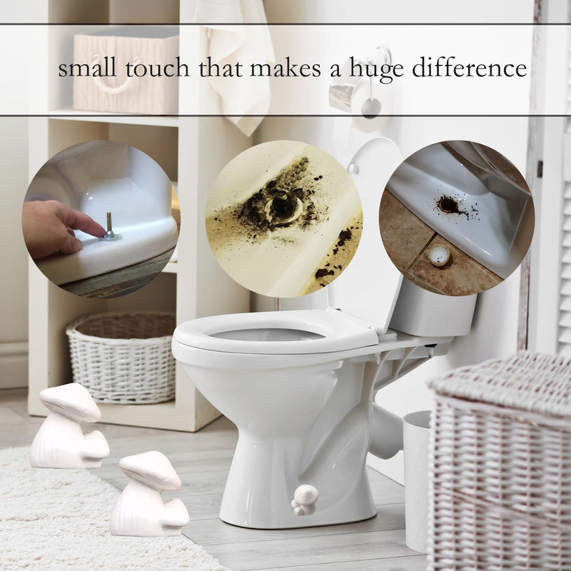 ZUNON Toilet Bolt Caps, Decorative Toilet Bolt Covers, Ceramic Cute Frog Covers Toilet Bolts Bathroom Decor Easy Installation Set of 2 (White Mushroom 2PCS) White Mushroom 2pcs